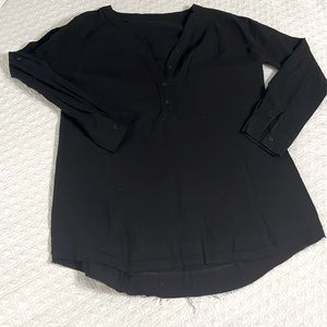 Black linen 3/4 sleeve tunic swim coverup NWOT one size fits all beach lake pool